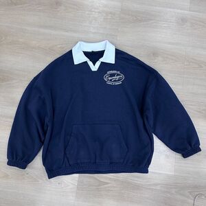 PacSun Navy Sweatshirt with White Collar, Size Small